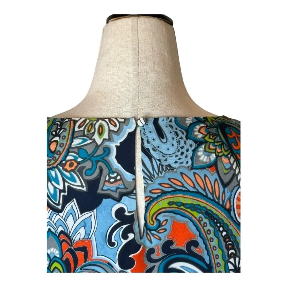 J Crew Dress Women 4 Blue Jules‎ Moonglow Paisley Gallery Boho Hippie Mini Shift